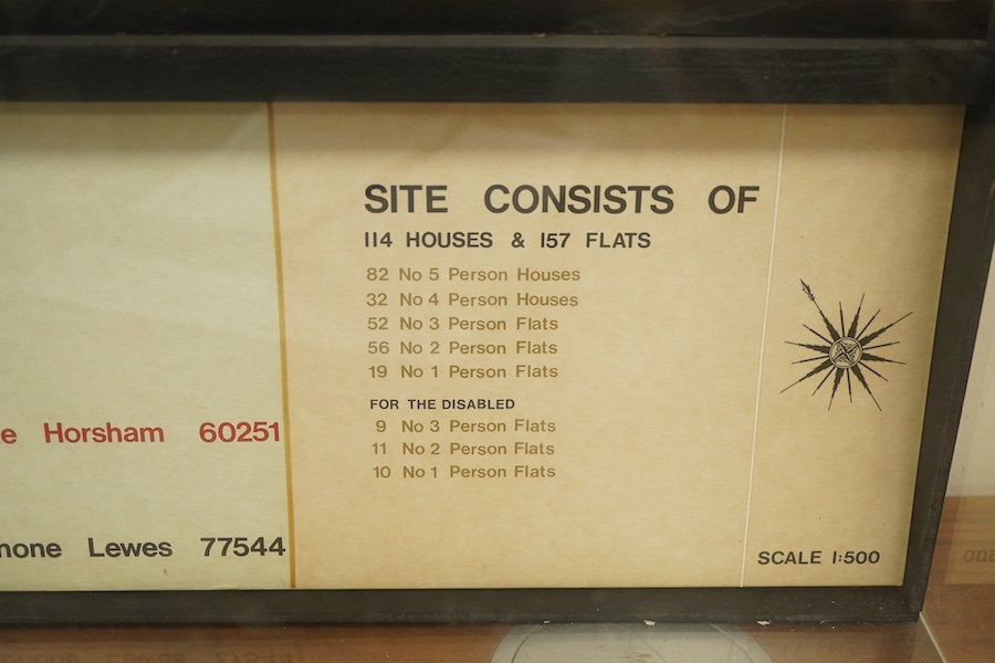 A vintage architect's construction plan, Trafalgar & Collingwood Close, Peacehaven, Newhaven, East Sussex, 61 x 85cm